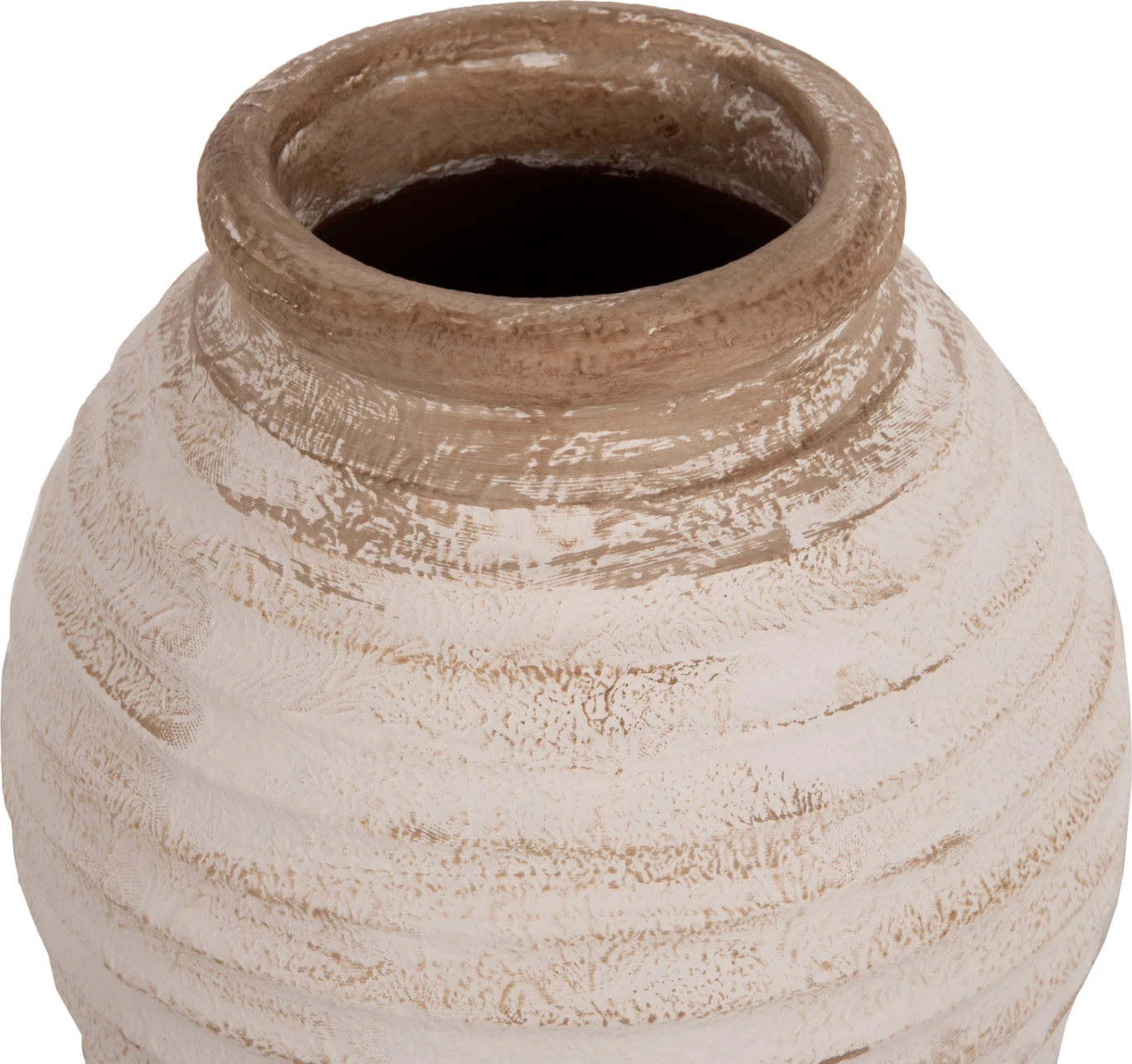 Vazo dekorative për dysheme PYDNA FH7939 terrakota, ngjyrë e bardhë-bezhë antike, Φ25x30H cm