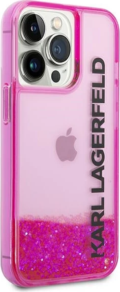 Mbështjellës Karl Lagerfeld KLHCP14LLCKVF për iPhone 14 Pro 6.1", hardcase Liquid Glitter, rozë