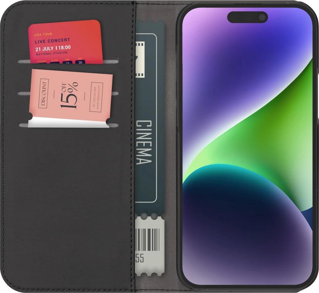 Mbështjellës Puro Wallet Detachable MagSafe 2in1 për iPhone 15 Pro, lëkurë ekologjike, e zezë