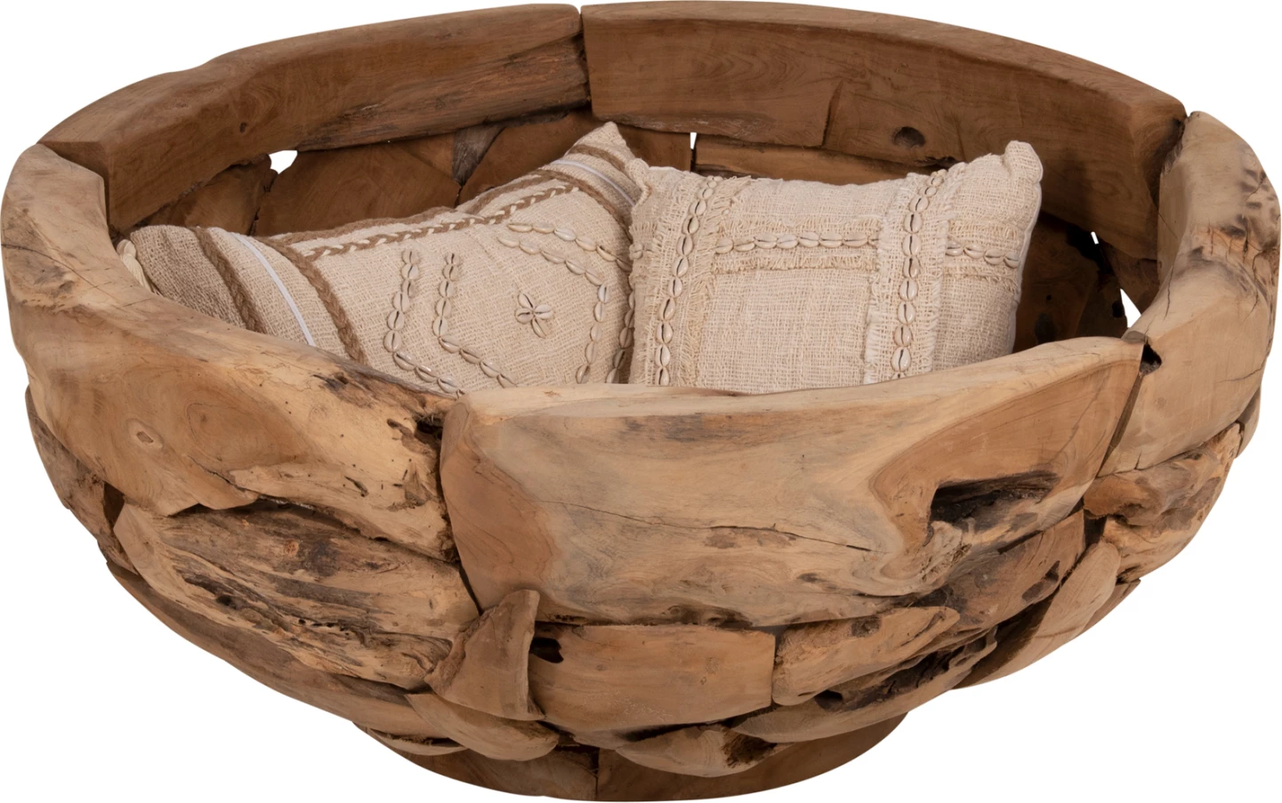 Tavolinë kafeje rrethore, copa rrënjë tik natyrale, FH4279, Φ100x43.5cm