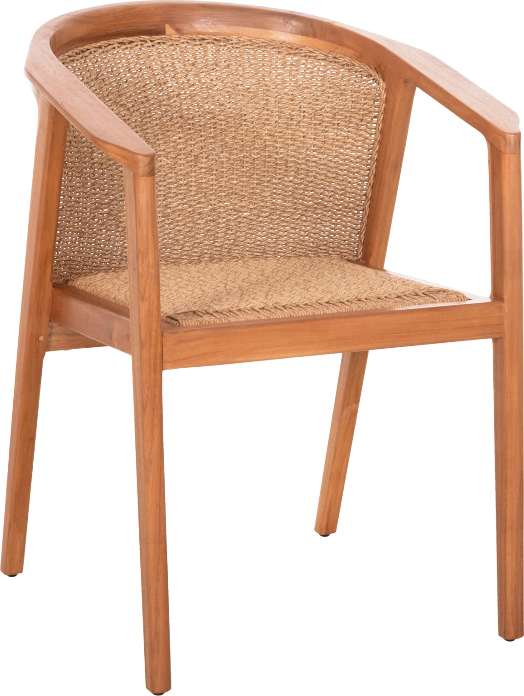 Karrige ngrënieje RENLY, dru tik natyral, litar VIRO, 60x59x82cm