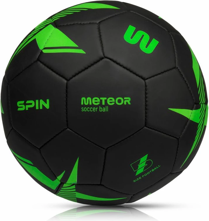 Top futbolli Meteor Spin 5, i zi/gjelbër