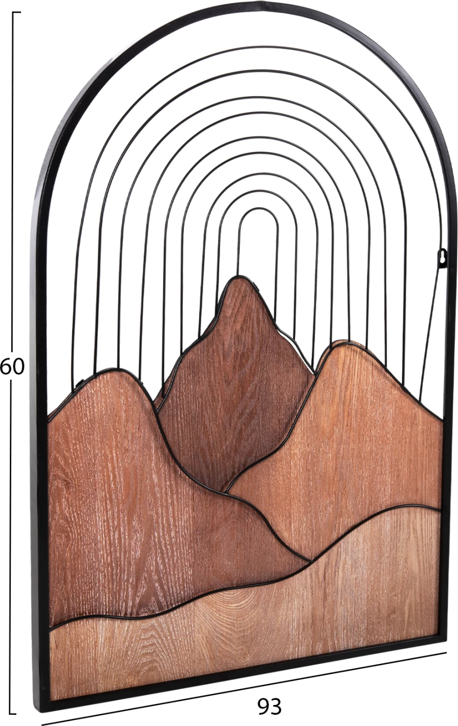 Dekor për mur, ngjyrë druri natyral dhe metal i zi, FH4220, 60x3.5x93 cm