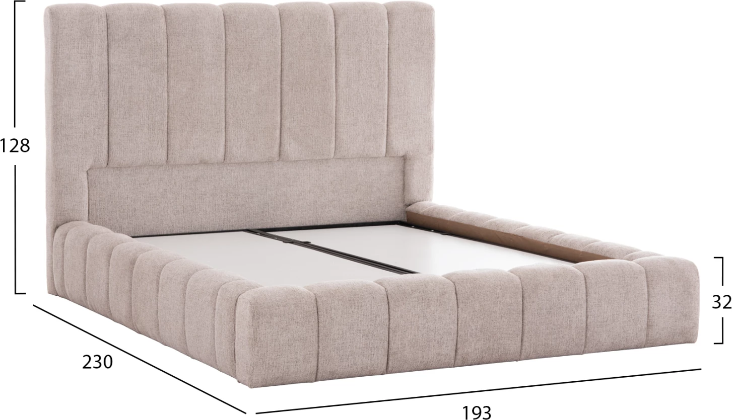 Krevat me hapësirë për depo, material TEDDY, bezhë, për dyshek 160x200cm