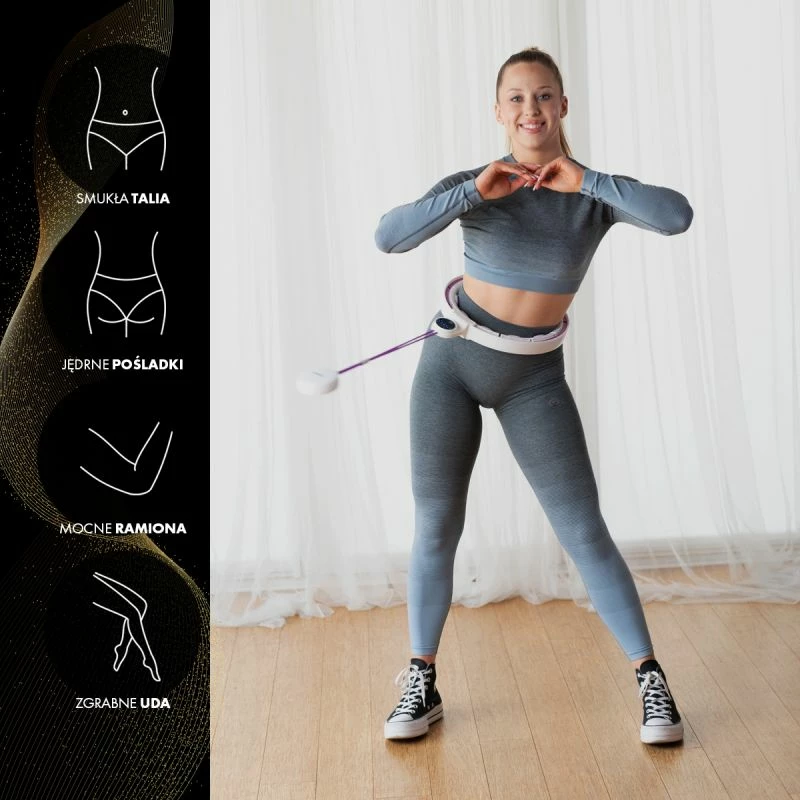 Hula hop me magnete dhe peshë HMS HHM17, i bardhë/vjollcë me numërues