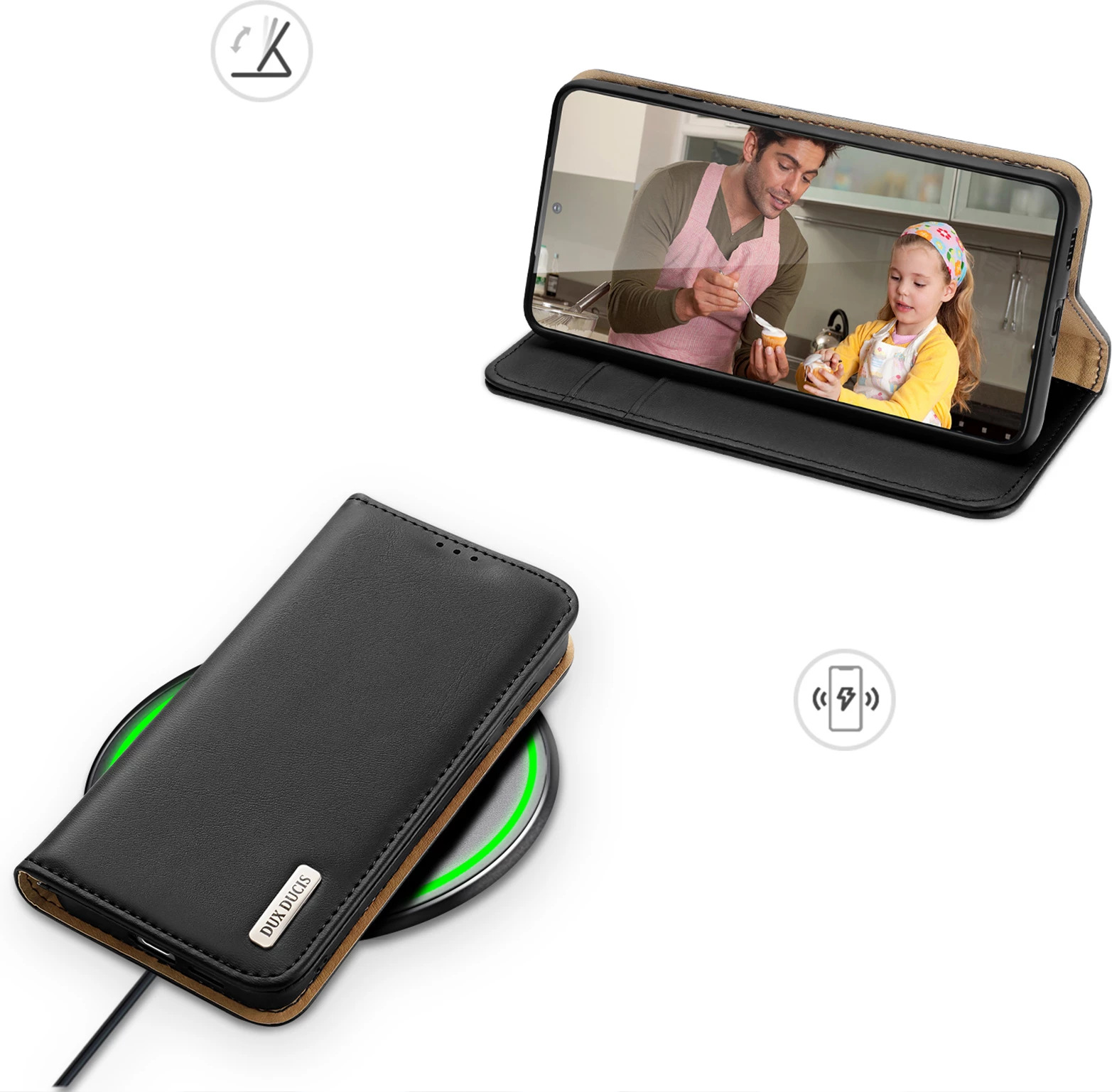 Mbështjellës Dux Ducis Hivo për Samsung Galaxy S23+, me kapak, portofol, RFID blocker, i zi