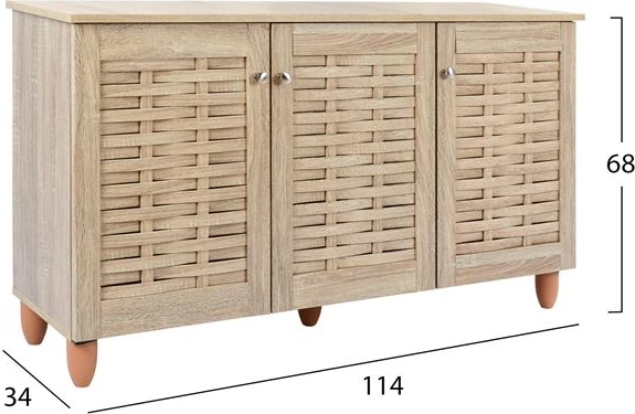 Dollap këpucësh druri, 3 dyer, FH2211.02, Sonama, 114x34x68