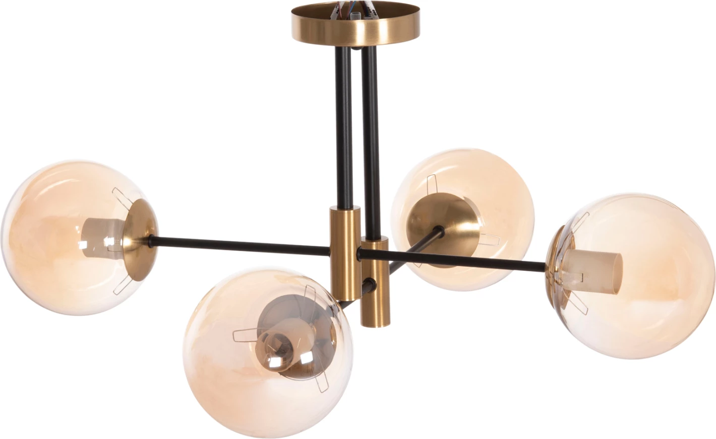 Llambë tavani DREMP, katër drita, e zezë-ari, 68x68x36cm