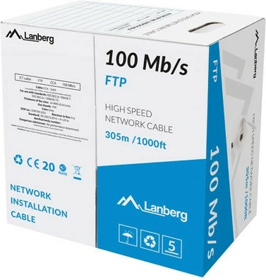 Kabllo LAN Lanberg LCF5-10CC-0305-S, FTP, 305m, gri