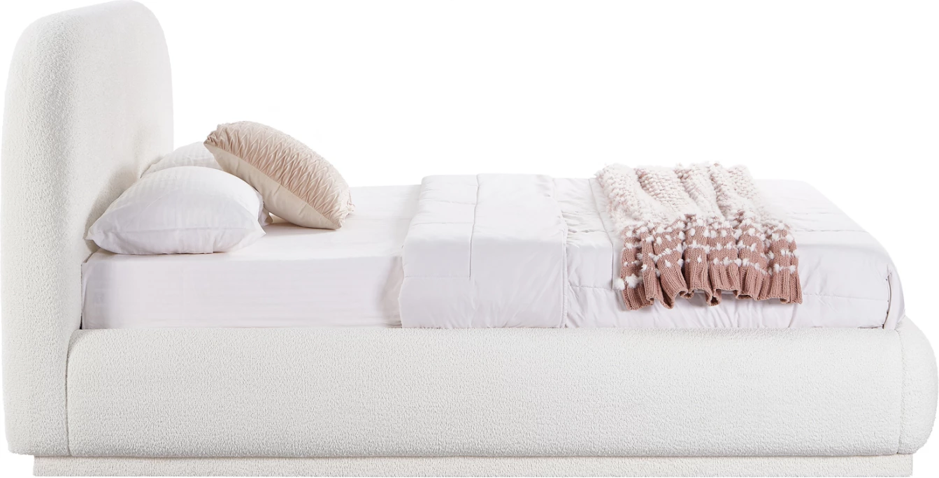 Krevat dopio me hapësirë për depo, stof CHENILLE i bardhë, NOCTIS CD726.02, dyshek 160x200cm