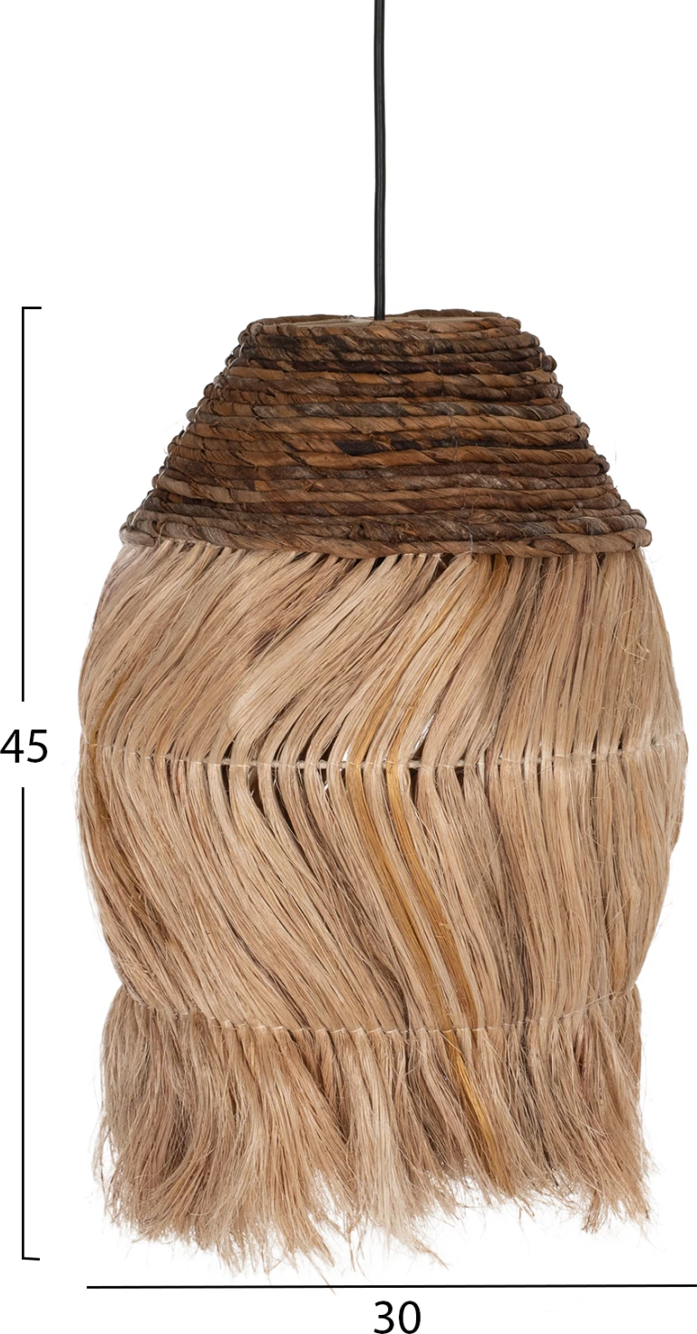 Llambë varëse tavani cilindrike e gjatë prej fibrash abaka natyrale, 30x30x45H cm, FH7763
