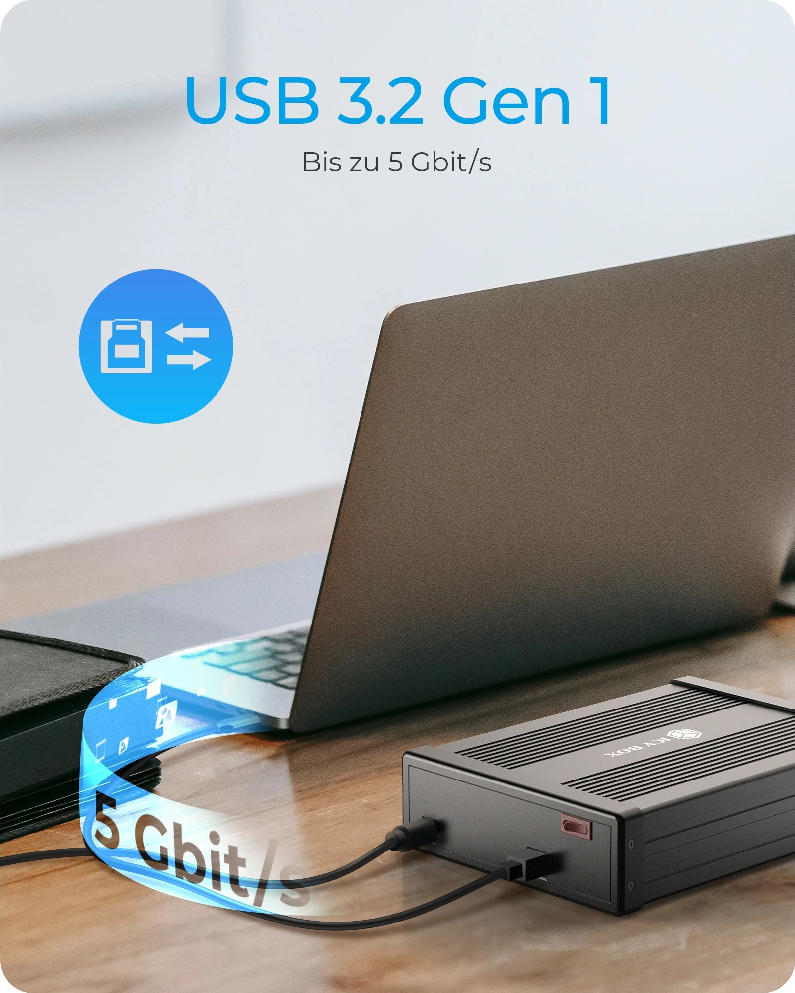 Kasë e jashtme ICY BOX IB-525-U3, 5.25", USB Type-C, e zezë