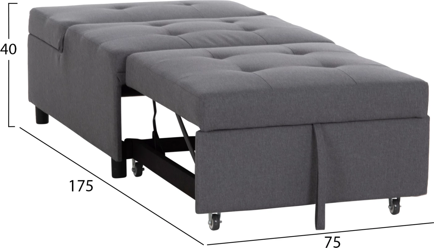 Karrige lounge-krevat LIBRE, material stof gri, FH3295.01, 75x106x89cm