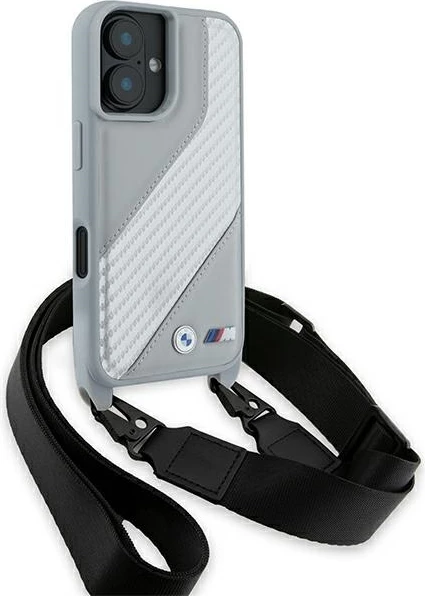 Mbështjellës BMW M Edition Carbon Stripe & Strap për iPhone 16, Gri