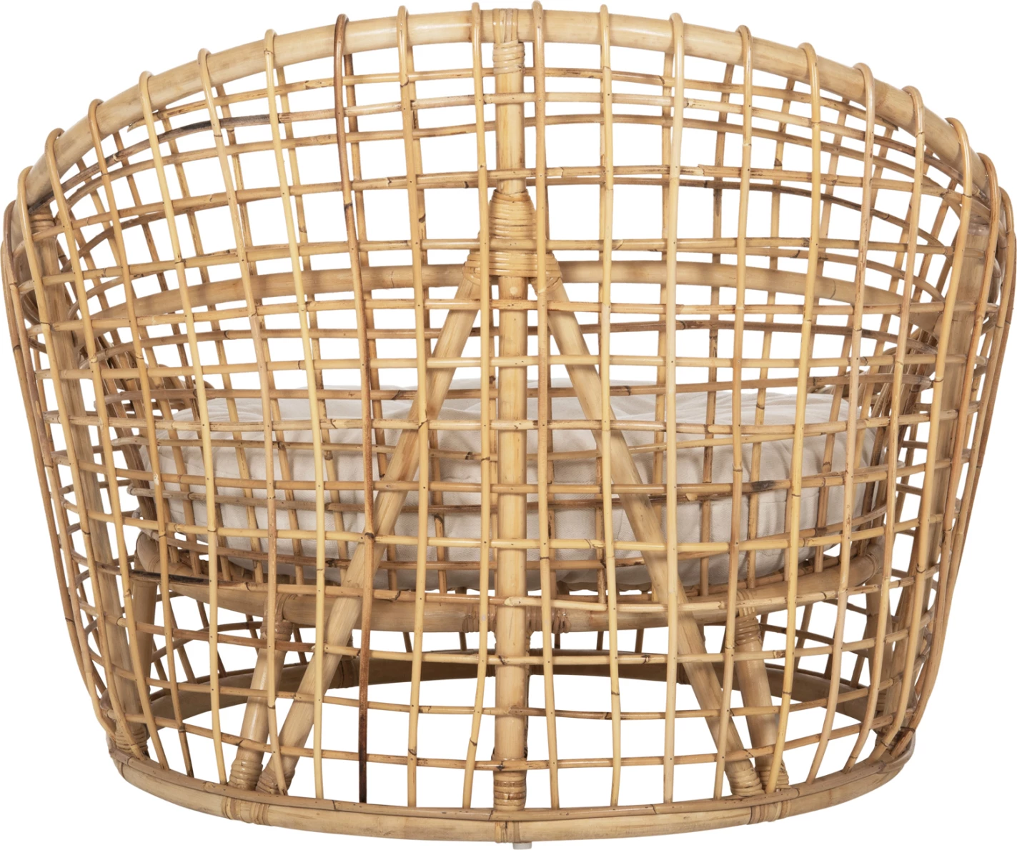 Karrige regjisore ENTO FH9814 rattan, ngjyrë natyrale, jastëk i bardhë, 106x94x82H cm