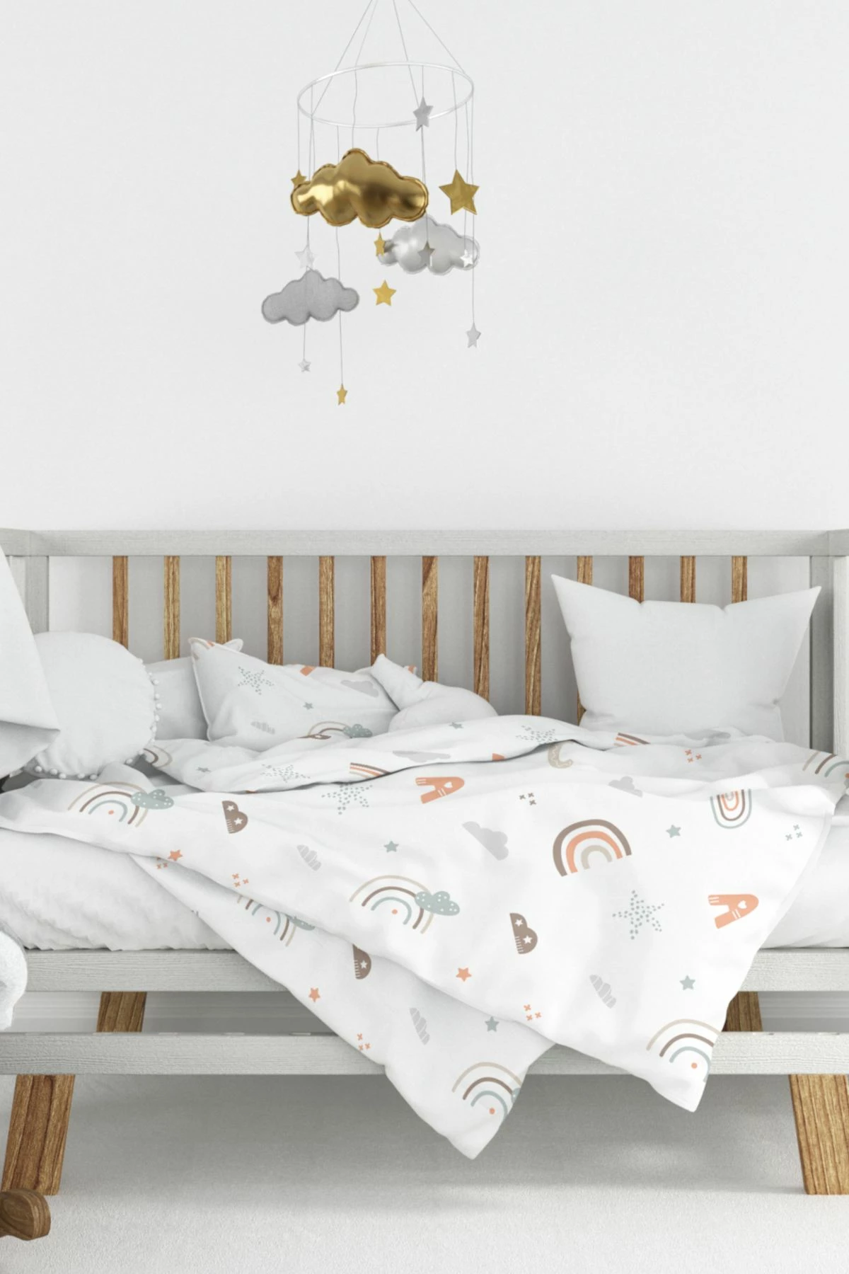 Set mbulesë për jorgan për bebe, L'essentiel, Abc, portokalli, kafe, mente