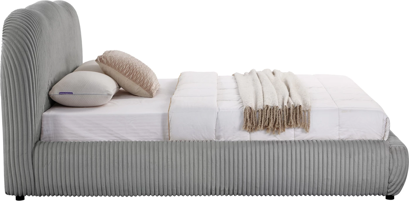 Krevat dopio me hapësirë për depo, material pelushi sintetik, ngjyrë gri, KALLY FH729.01, dyshek 160x200cm