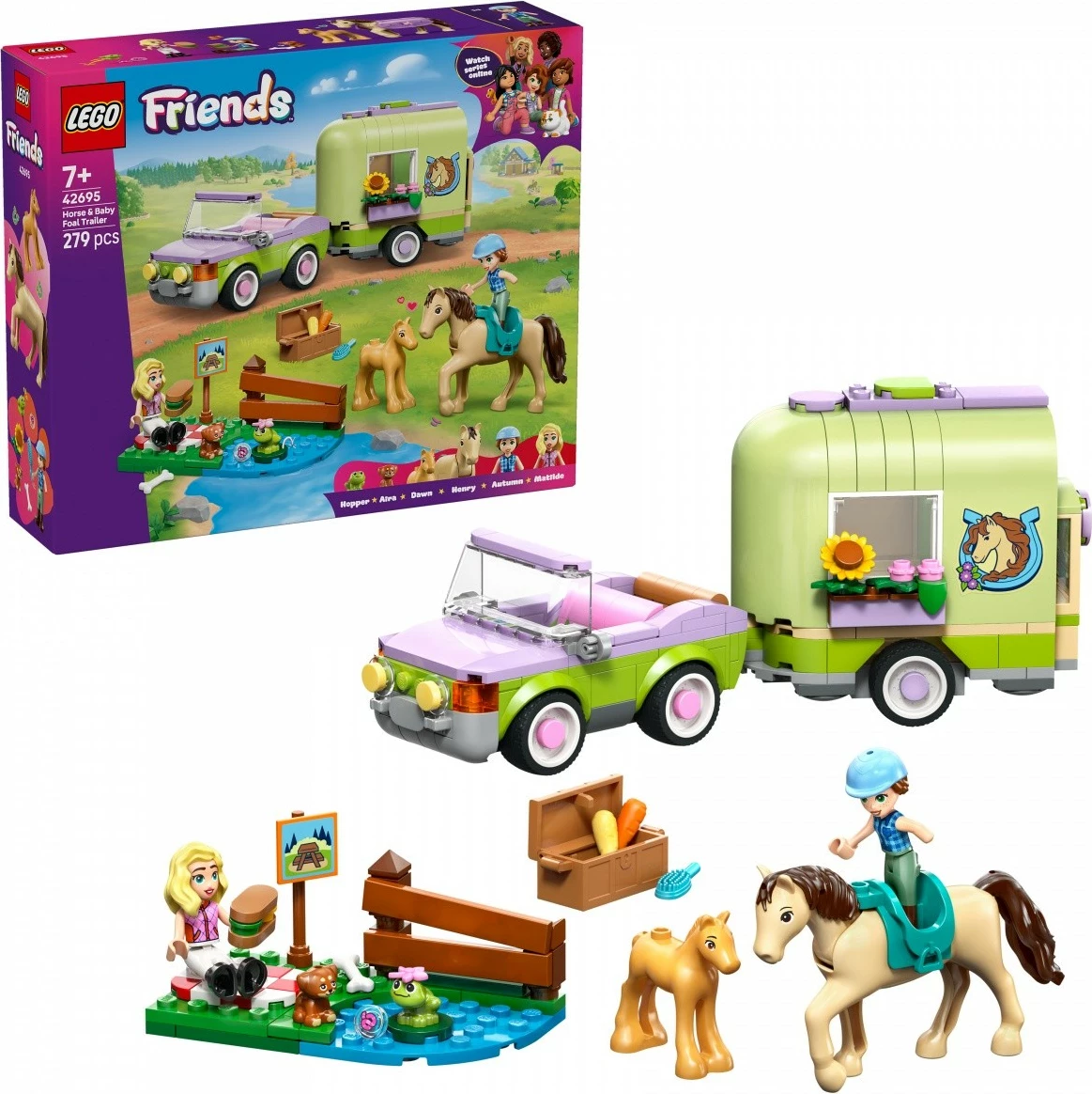 Set blloqe LEGO Friends 42695 Horse Trailer with Foal, 279 pjesë, 7+