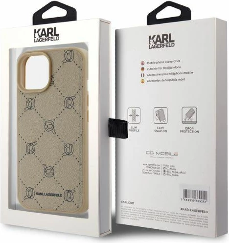 Mbështjellës Karl Lagerfeld Magsafe Karl Head për iPhone 15, Bezhe