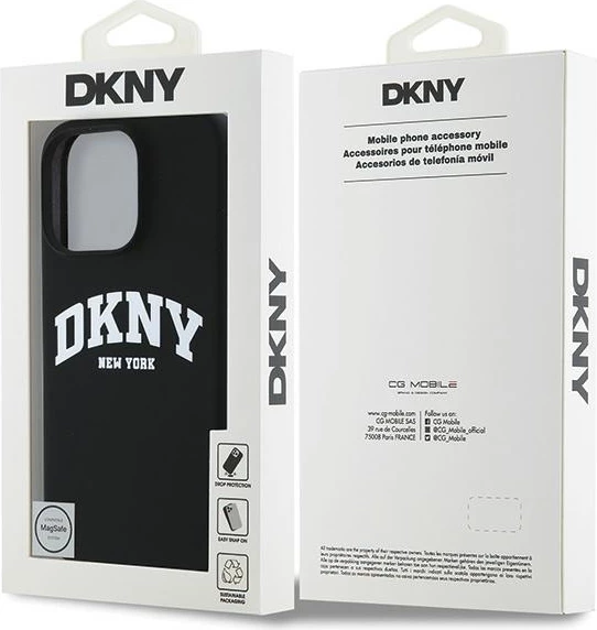 Mbështjellës DKNY për iPhone 16 Pro Max, silikon, MagSafe, i zi