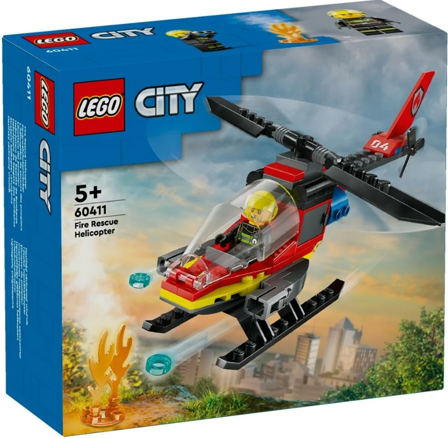 Set LEGO City Helikopter shpëtimi nga zjarri 60411, 85 pjesë, për fëmijë, plastikë
