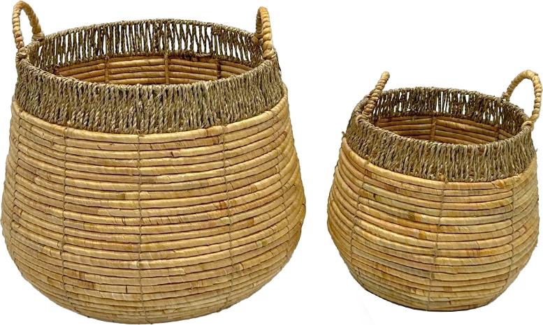 Set shporta prej rafie, 2 copë, hiacint natyral, 46x46x45cm