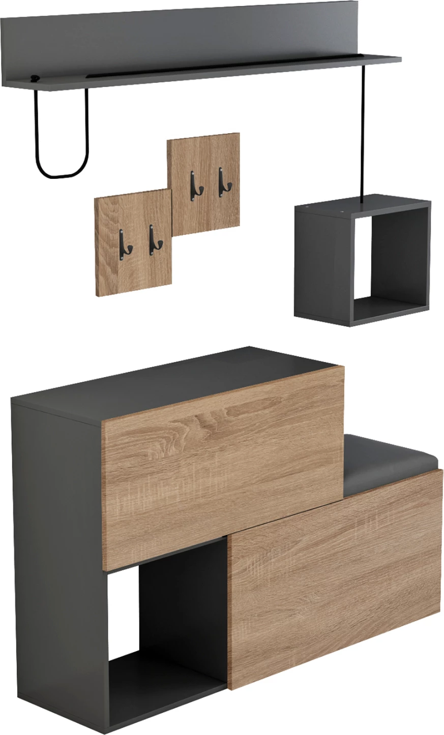 Set mobiljesh për hyrje CERB FH8957.11 melaminë në ngjyrë sonama-gri 120x20x72H cm
