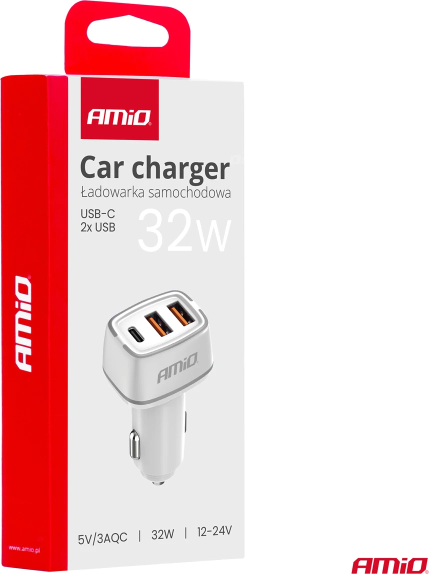 Karikues makine 2×USB-A + USB-C 32W 12/24V 