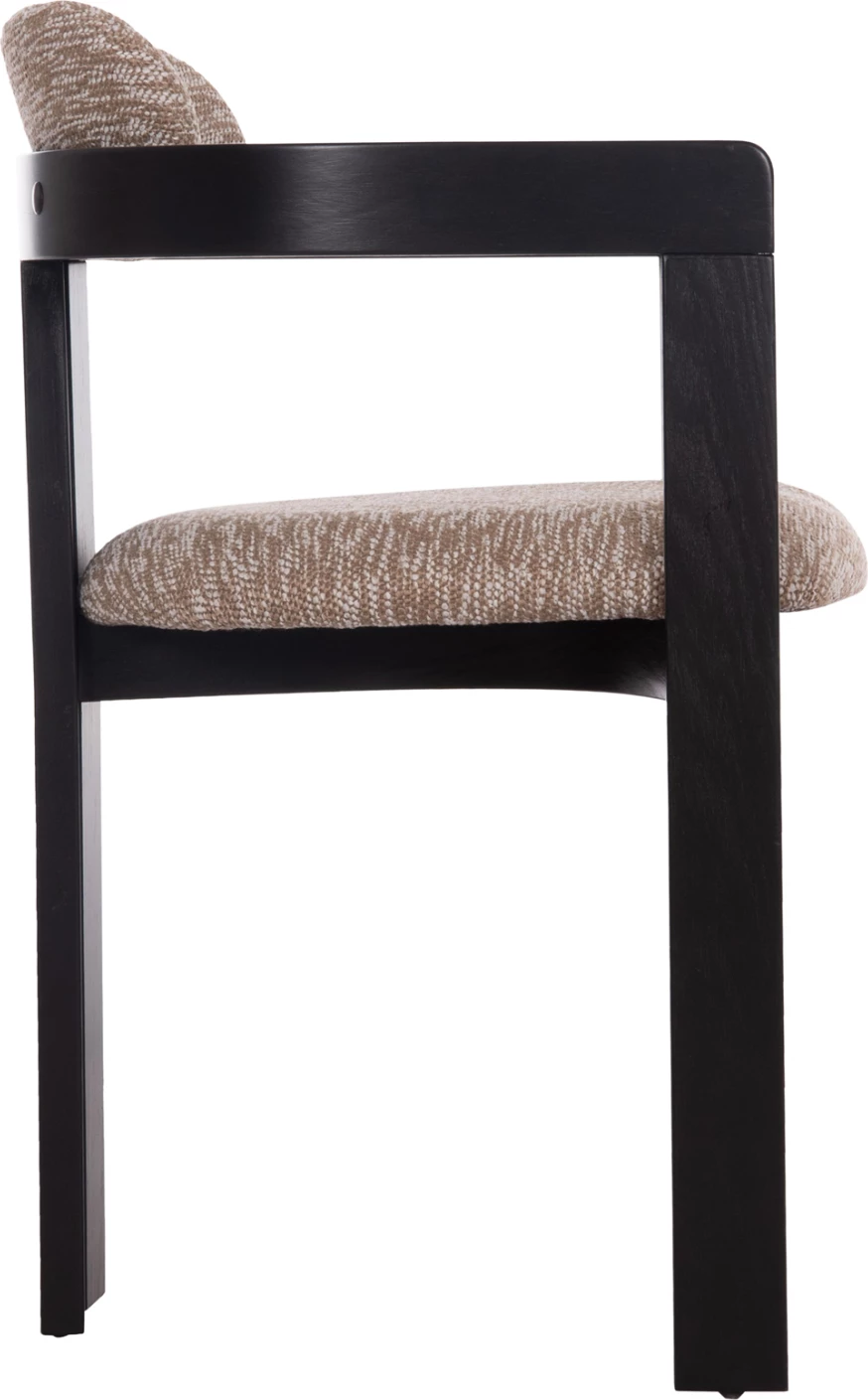 Karrige ngrënieje KALL, stof kafe, dru i zi, FH18247.02, 56x45x73cm