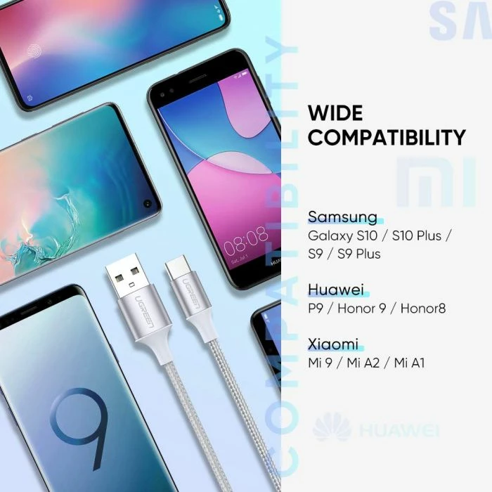 Kabllo USB-A në USB-C UGREEN 60129 0.25m, e bardhë, polybag