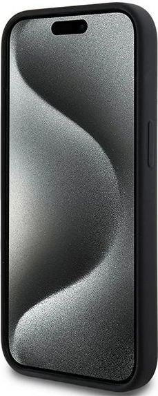 Mbështjellës DKNY Liquid Silicone me logo të bardhë, MagSafe, për iPhone 15 Plus / 14 Plus, i zi