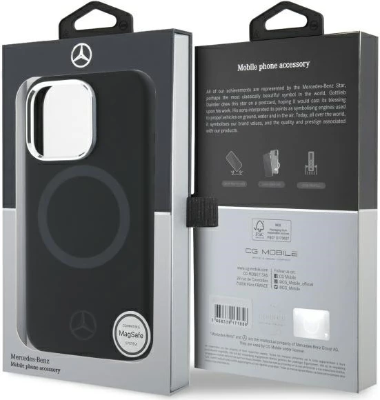 Mbështjellës Mercedes Silicone Tonal Logo MagSafe për iPhone 16 Pro, Zi