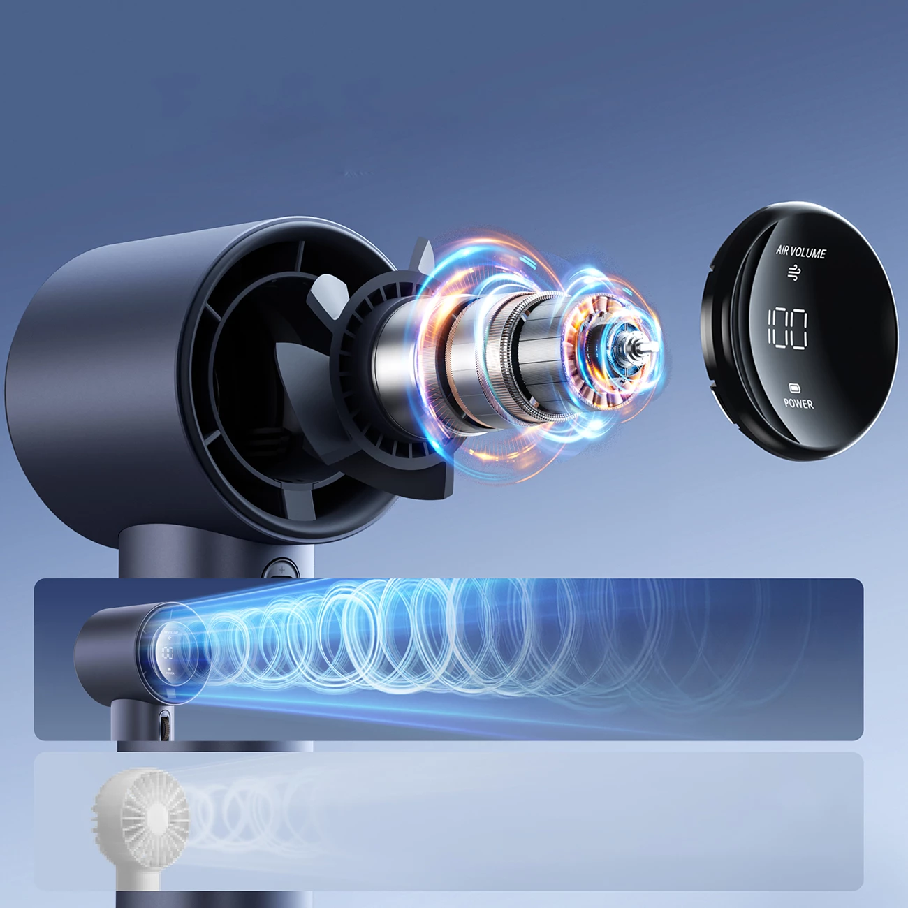 Ventilator dore Jisulife Pro1 FA53, 3600 mAh, ekran LED, USB-C, kaltër e errët