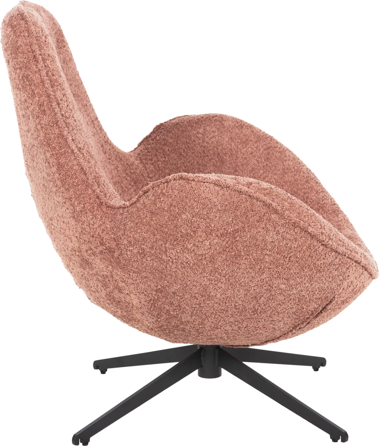 Karrige rrotulluese BRYNN, pëlhurë boucle rozë, bazë metalike e zezë, 88x76x88H cm