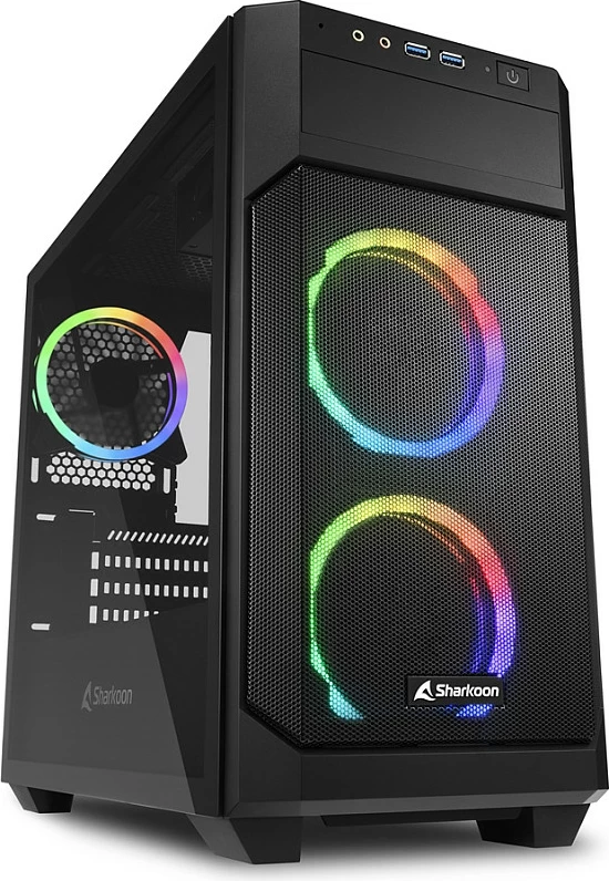 Kasë Sharkoon V1000 RGB, Micro Tower, micro ATX/Mini-ITX, e zezë, me ndriçim RGB