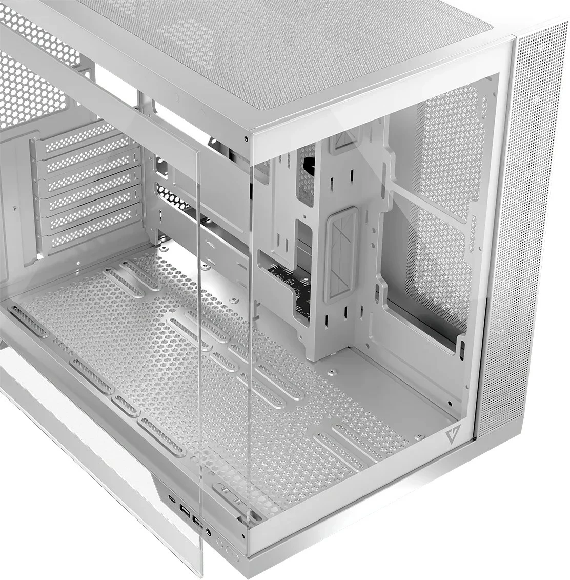Kasë MODECOM Volcano Panorama NF Midi, ATX, xham i temperuar, e bardhë
