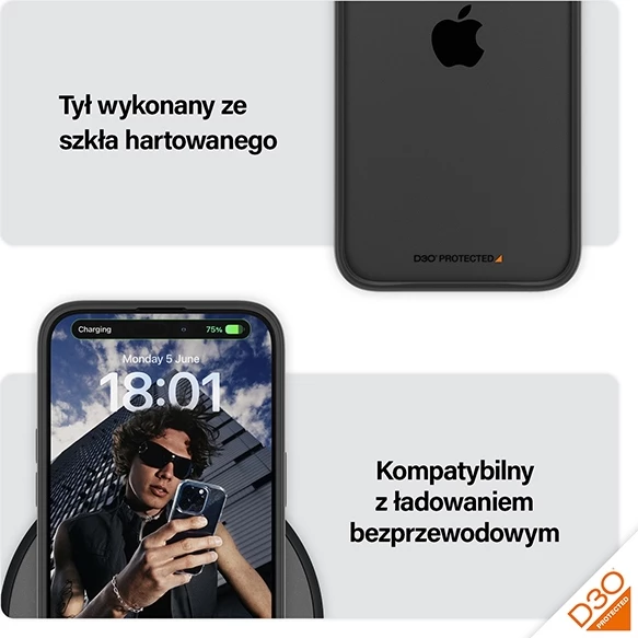 Mbështjellës PanzerGlass ClearCase për iPhone 15 Pro Max, D3O, Transparent dhe i zi