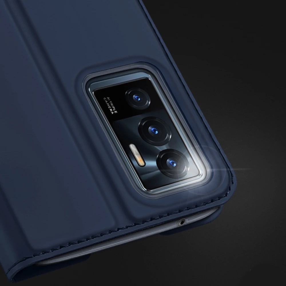 Mbështjellës Dux Ducis Skin Pro për Vivo V23e, me kapak, xhep kartelash dhe mbajtëse, e zezë