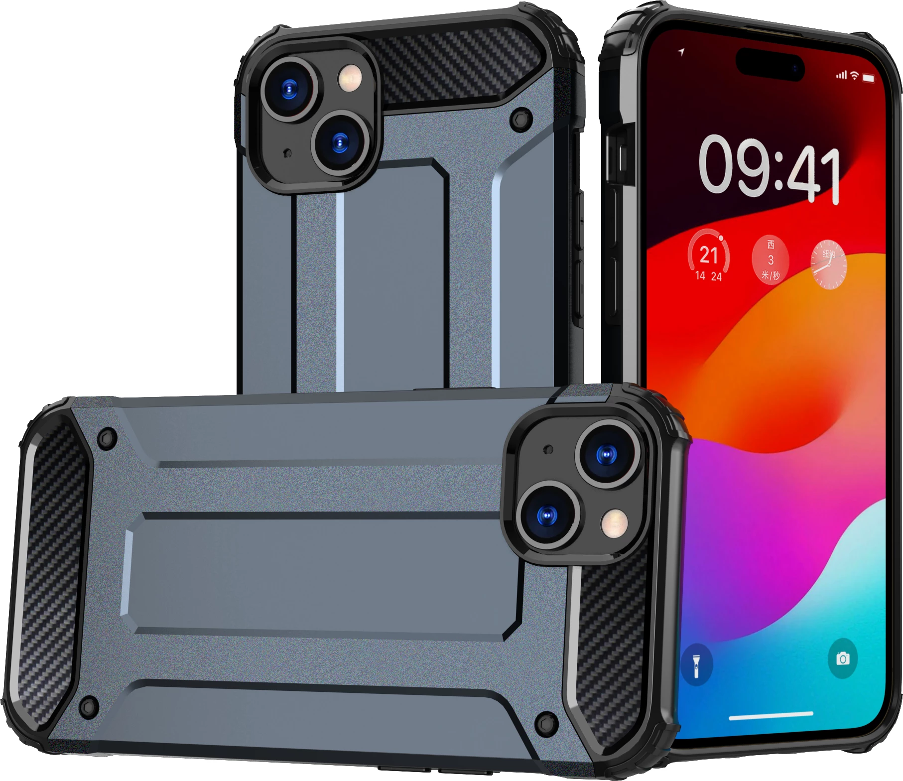 Mbështjellës Hurtel Hybrid Armor për iPhone 15 Plus, Kaltër