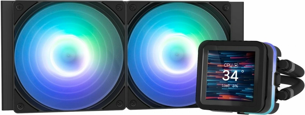 Ftohës procesori me lëng Zalman ALPHA2 DS A24, 240 mm, ARGB, me ekran LCD, i zi