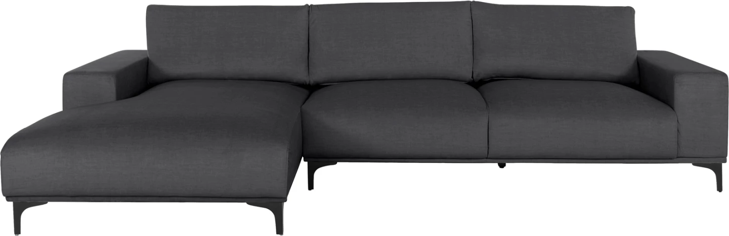 Divan qoshe (majtas) NOA FH3278.02L, pëlhurë antracit, 288x90-157x67-80H cm