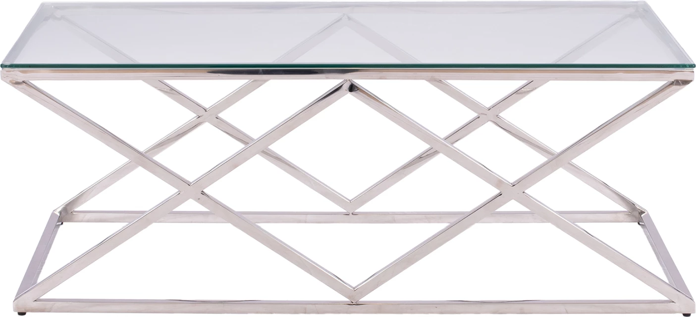 Tavolinë kafeje HOLLAND FH8624.01 me xham dhe bazë kromi 120x60x45 cm