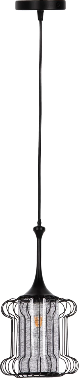 Llampë varëse tavani, FH4087, metal i zi - pëlhurë e bardhë, Φ24x130H cm