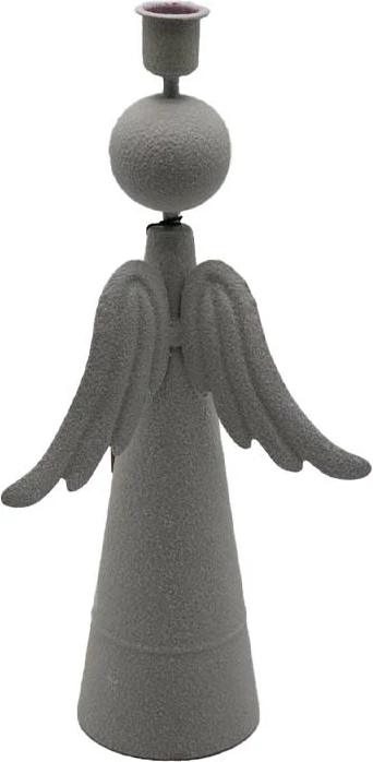 Dekor engjëll për Krishtlindje, metal i bardhë, 16.5x8x32.5cm