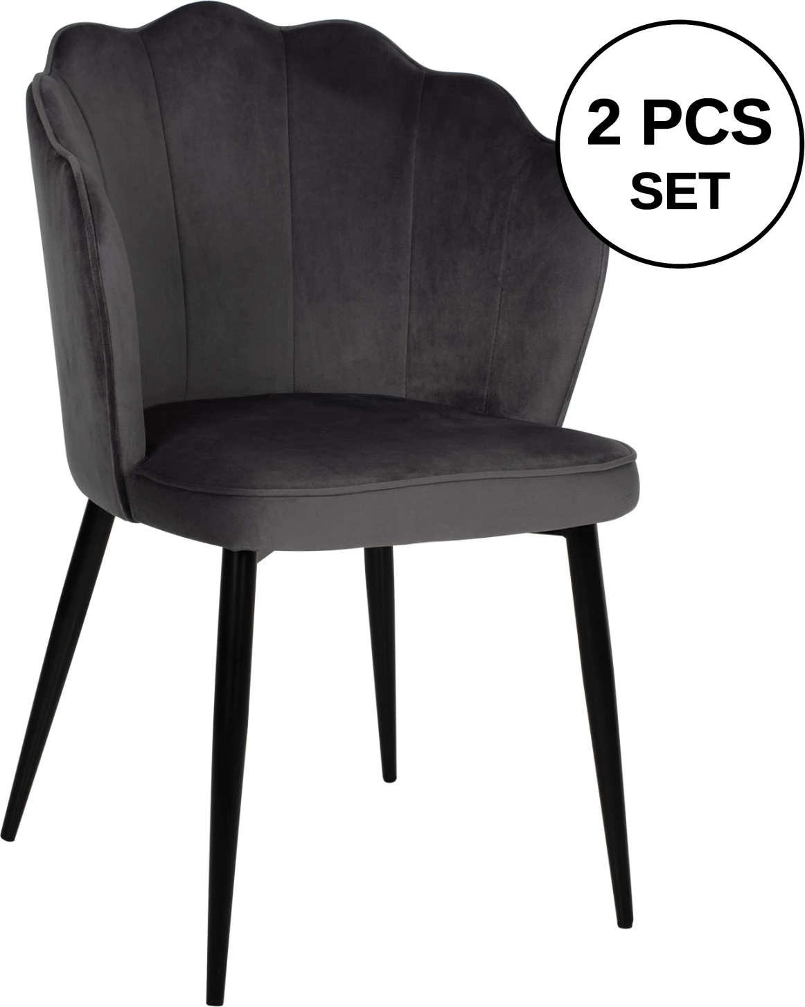 Karrige AVIE FH8737.01 kornizë metalike dhe kadife gri 48x48x85Hcm., set prej 2 copë