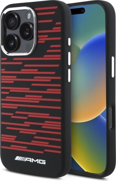 Mbështjellës silikoni AMG Mercedes për iPhone 16 Pro Max, MagSafe, Zi