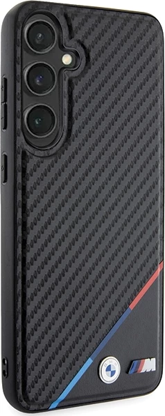 Mbështjellës BMW BMHMS24S23PUDTK Carbon Tricolor Line MagSafe për Samsung Galaxy S24, i zi