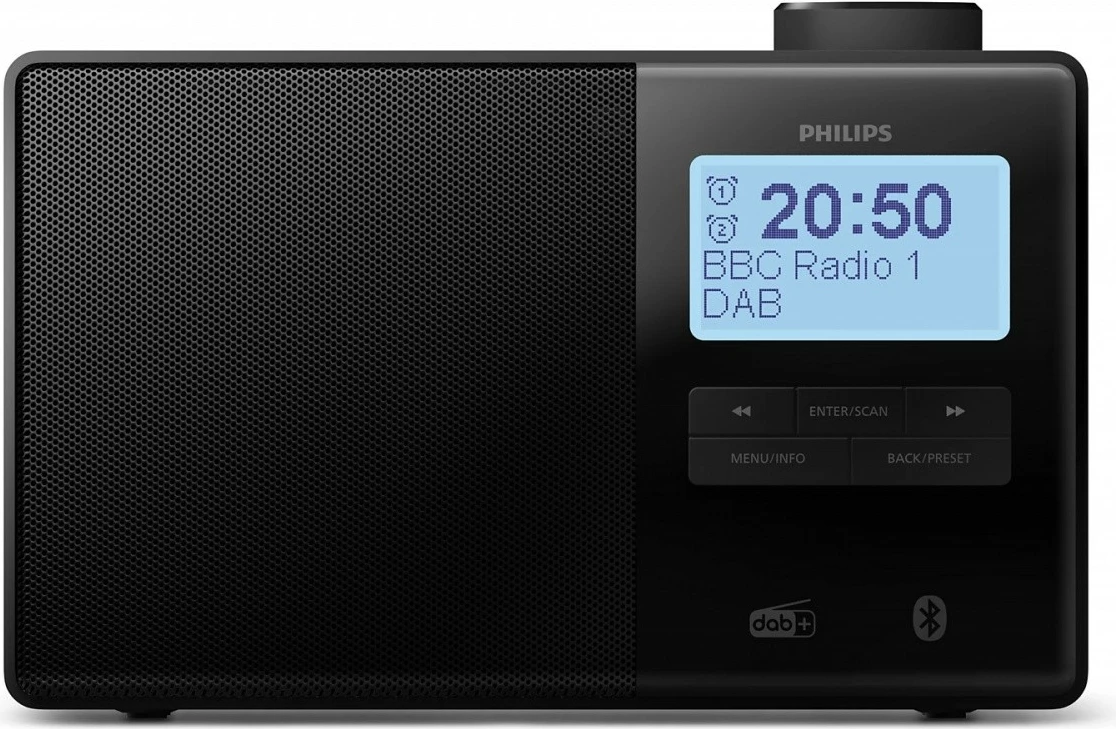 Radio alarm me orë Philips TAR5600/00 DAB+/FM, Bluetooth 5.3, 40 presete, bateri e zëvendësueshme, IPX4, USB-C, e zezë