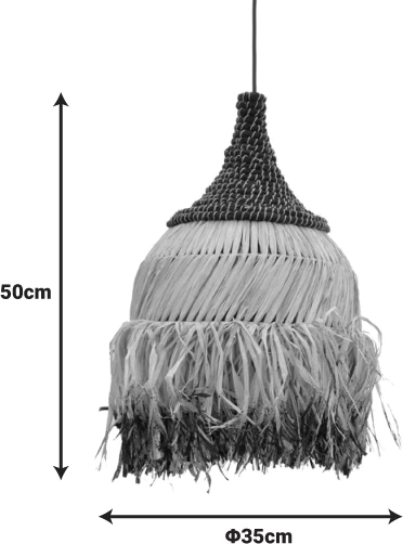 Llambë tavani Kentel Inart sisal, ngjyrë natyrale e zezë, D35x50cm