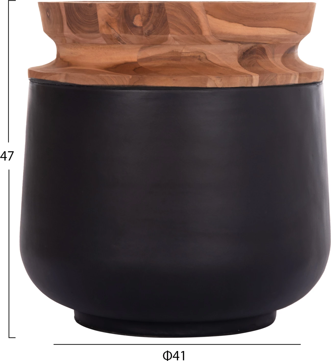 Vazo dekorative për dysheme LINTER, fibër-cement, ngjyrë e zezë, dru tik, FH4662.01L, 41x47cm